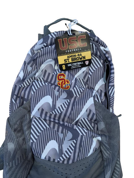 Amon-Ra St. Brown USC Football Player Exclusive Backpack with Player Travel Tag