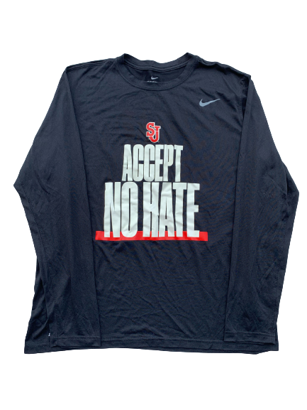 St. Johns Basketball Team Issued "ACCEPT NO HATE" Long Sleeve Shirt (Size XL)