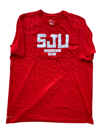 St. Johns Basketball Team Issued "SJU VS. THE WORLD" Workout Shirt (Size XL)