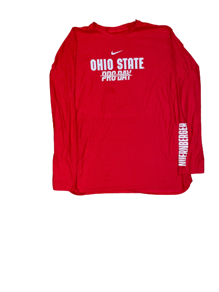 Sean Nuernberger Ohio State Player Exclusive "Pro Day" Long Sleeve Shirt with Number on Back (Size XL)