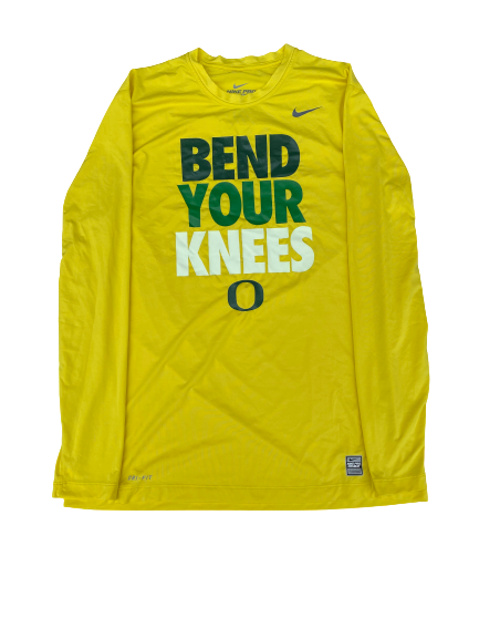 E.J. Singler Oregon Player Exclusive "Bend Your Knees" Game Shooting Shirt (Size XL Compression)