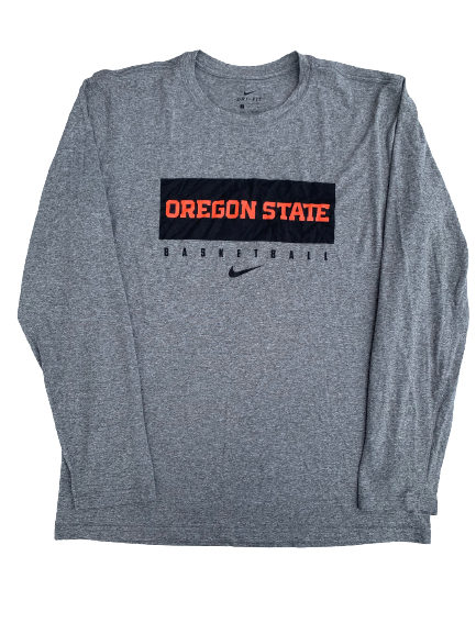 Xzavier Malone-Key Oregon State Basketball Team Issued Long Sleeve Shirt (Size L)