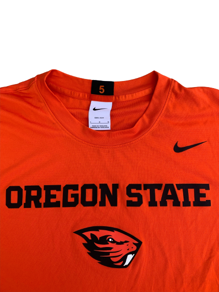 Xzavier Malone-Key Oregon State Basketball Team Issued Pre-Game Shooting Shirt with Number (Size L)