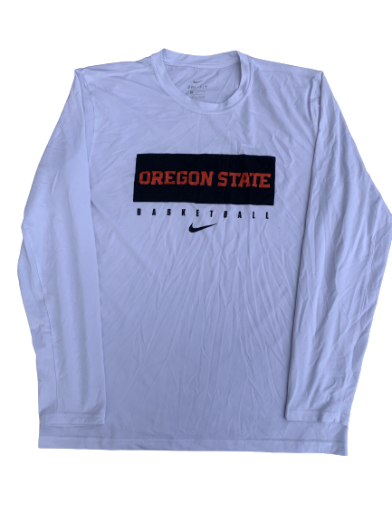 Xzavier Malone-Key Oregon State Basketball Team Issued Long Sleeve Shirt (Size L)