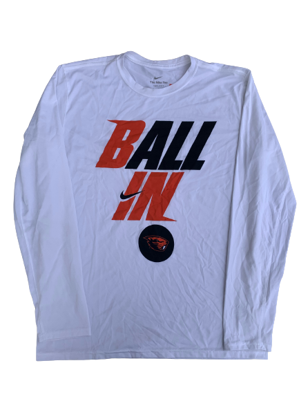 Xzavier Malone-Key Oregon State Basketball Team Issued "BALL IN" Bench Shirt with Number (Size L)