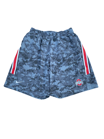 Malik Harrison Ohio State Football Team Issued Camo Workout Shorts (Size 2XL)