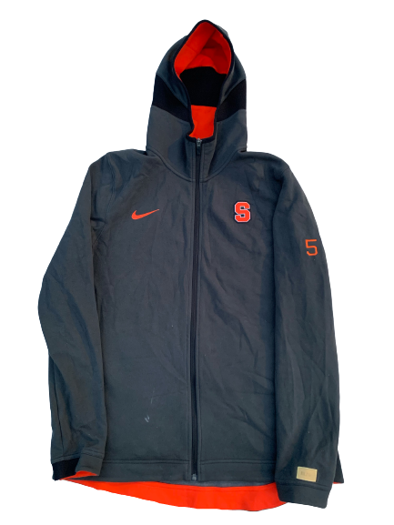 Jalen Carey Syracuse Basketball Team Issued Travel Jacket with Gold Elite Tag & Number (Size L)