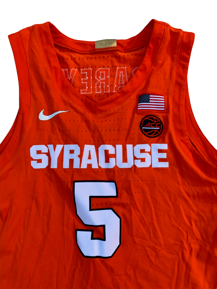 Jalen Carey Syracuse Basketball 2019-2020 Game Jersey with Gold Elite Tag (Size 46)