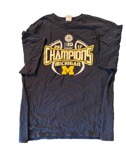 Derrick Walton Jr. Michigan Worn 2017 B1G 10 Champions T-Shirt (Size XXL)