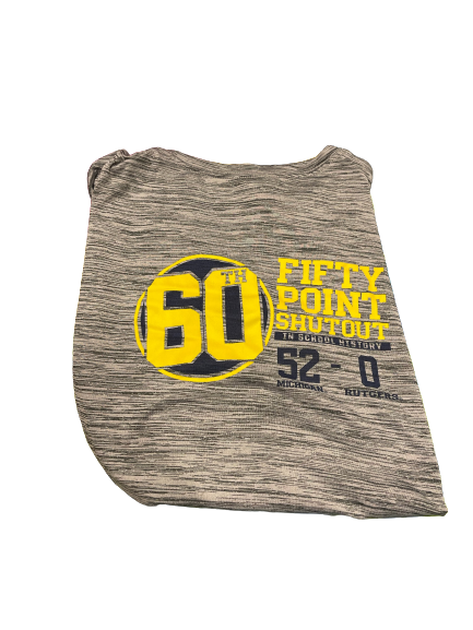 Chris Hinton Michigan Football Team Exclusive "60th Fifty Point Shutout" vs. Rutgers T-Shirt (Size 3XL)
