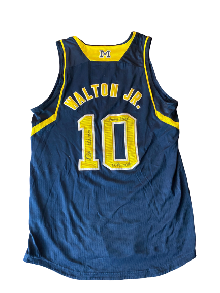 Derrick Walton Jr. Michigan Basketball Signed 2013-2014 Game Worn Jersey