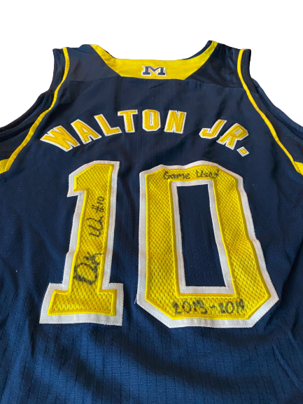 Derrick Walton Jr. Michigan Basketball Signed 2013-2014 Game Worn Jersey