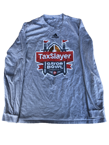 Allen Stallings Indiana Football Team Issued TaxSlayer Gator Bowl Long Sleeve Shirt with "IU" Logo on Back (Size XL)