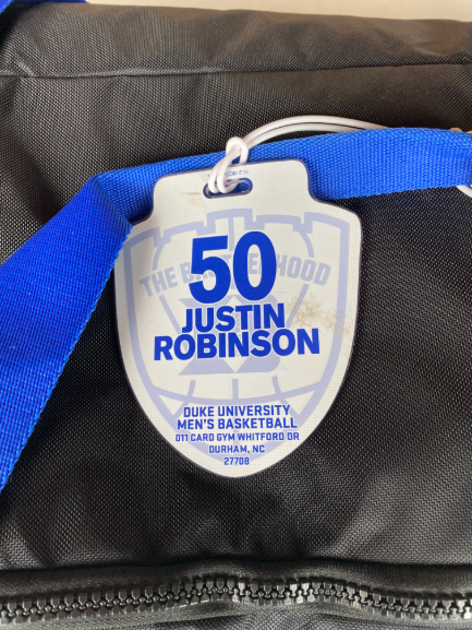 Justin Robinson Duke Basketball Team Issued Travel Duffel Bag with "Brotherhood" Tag