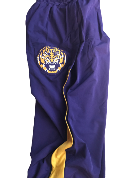 LSU Basketball Team Exclusive Tear-A-Way Warm-Up Pants (Size L)