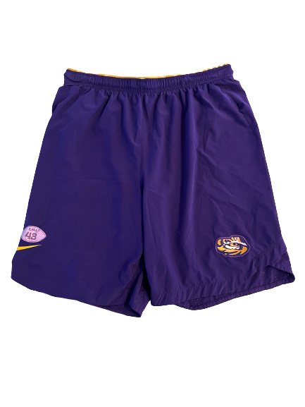 Ray Thornton LSU Football Team Exclusive Workout Shorts with Number (Size XL)
