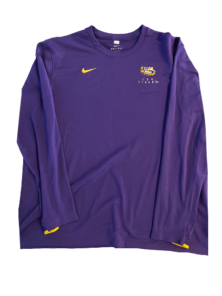 Ray Thornton LSU Football Team Issued Waffle Crewneck Long Sleeve Pullover (Size XL)