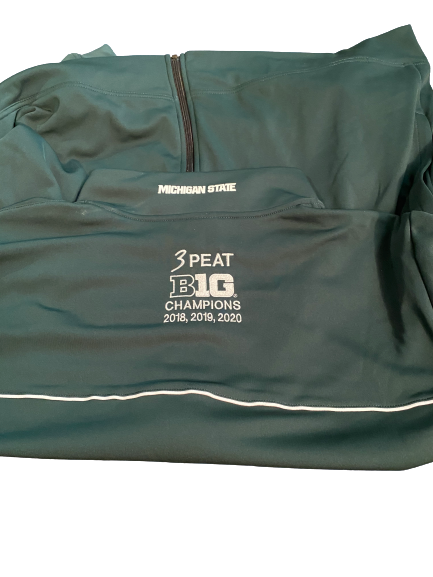 Xavier Tillman Michigan State Team Exclusive "3 Peat Big 10 Champions" Game Warm-Up Jacket (Size XXL)