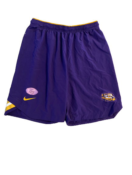 Ray Thornton LSU Football Team Exclusive Workout Shorts with Number (Size L)