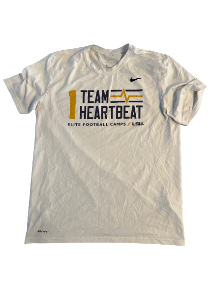 Ray Thornton LSU Football Team Issued "1 TEAM HEARTBEAT" Workout Shirt & Shorts (Size L)