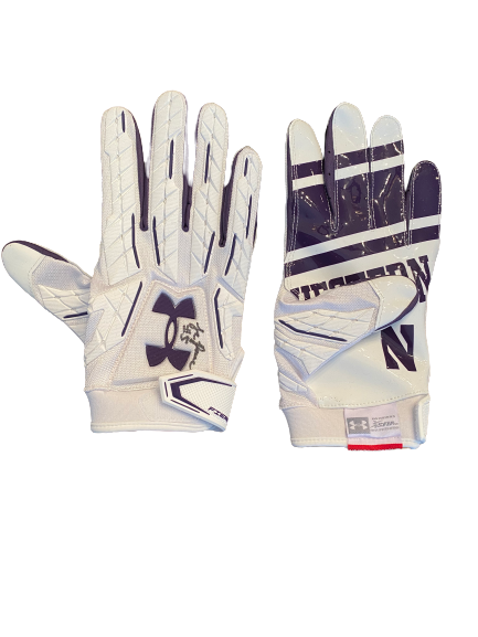 JR Pace Northwestern Football SIGNED Player Exclusive Football Gloves