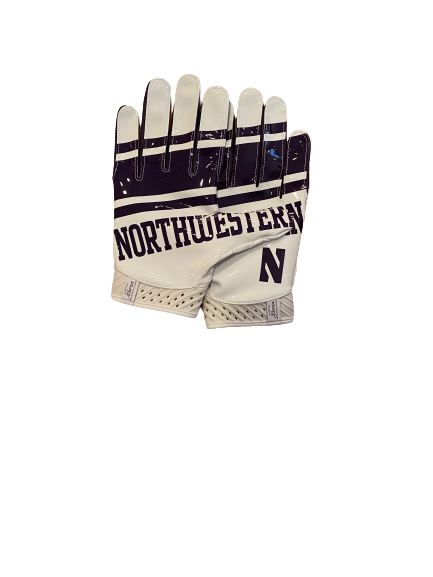JR Pace Northwestern Football SIGNED Player Exclusive Football Gloves (Size L)