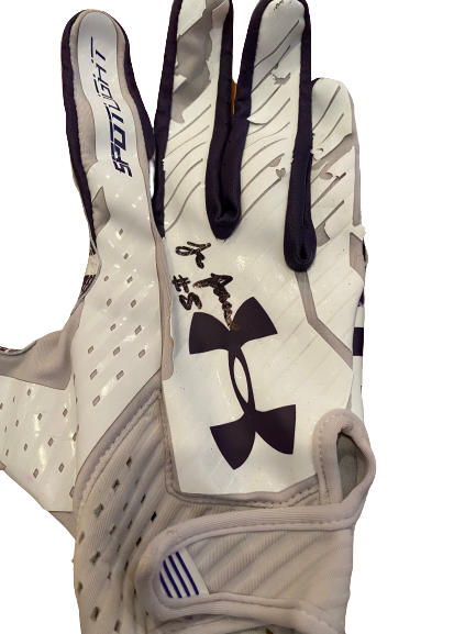 JR Pace Northwestern Football GAME WORN SIGNED Player Exclusive Football Gloves