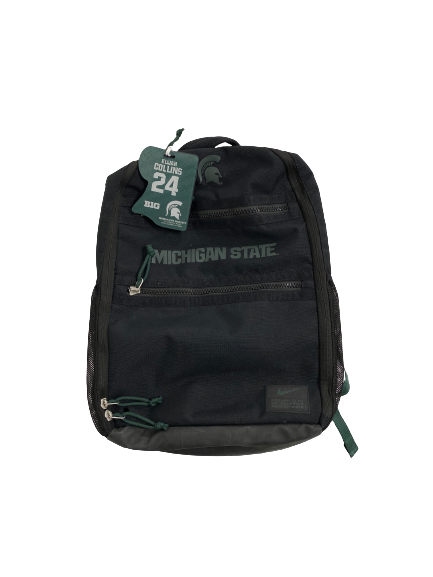 Elijah Collins Michigan State Football Team-Issued Backpack With Player Tag