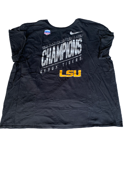 Breiden Fehoko 2019 Playstation Fiesta Bowl Champions LSU Nike T-Shirt (Size XXXL)