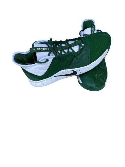 MaCio Teague Baylor Basketball SIGNED Team Issued Paul George Shoes (Size 13.5)