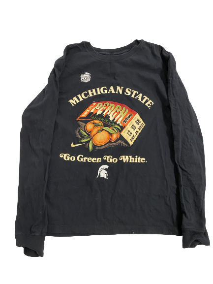 Elijah Collins Michigan State Football Player-Exclusive Peach Bowl Long Sleeve Shirt (Size L)