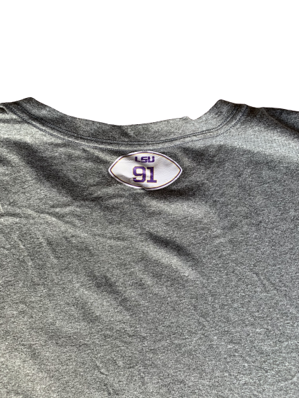 Breiden Fehoko LSU Football Nike T-Shirt With Number On Back (Size XXXL)