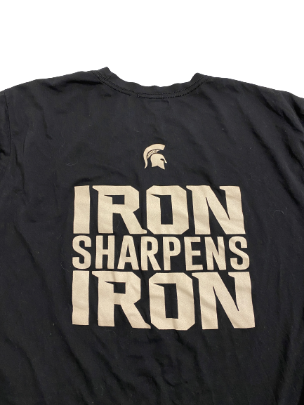 Elijah Collins Michigan State Football "Iron Sharpens Iron" Player-Exclusive T-Shirt (Size XXL)