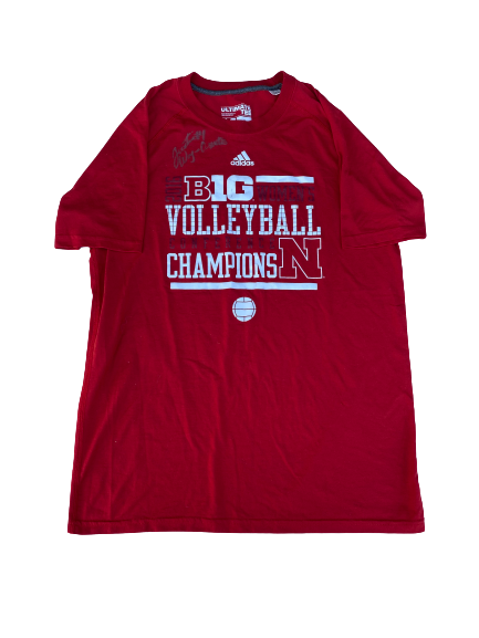 Justine Wong-Orantes Nebraska Volleyball SIGNED Big Ten Champions Shirt (Size M)