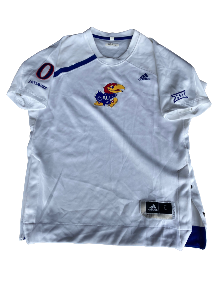 Marcus Garrett Kansas Basketball Player Exclusive Short Sleeve Pre-Game Warm-Up Shirt (Size L)