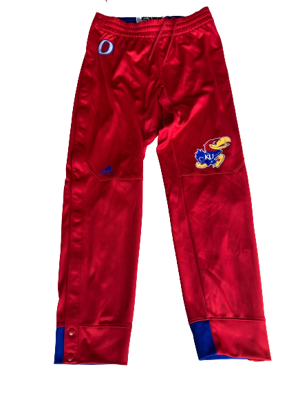 Marcus Garrett Kansas Basketball Player Exclusive Pre-Game Warm-Up Snap-Off Sweatpants With Number (Size L)