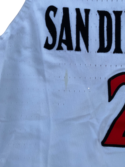 Jordan Schakel San Diego State Basketball 2021 Game Worn Jersey with NCAA Tournament Patch (Size L) - Photo Matched