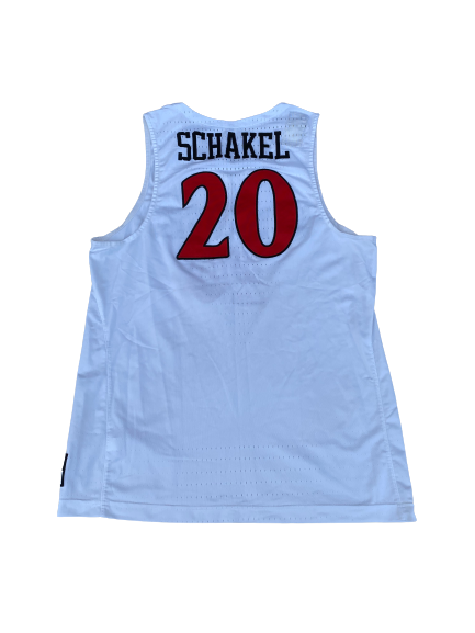 Jordan Schakel San Diego State Basketball 2021 Game Worn Jersey with NCAA Tournament Patch (Size L) - Photo Matched