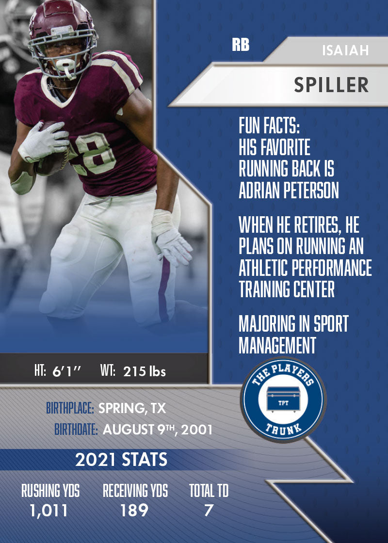 Isaiah Spiller SIGNED Limited Gold Variation 1st Edition 2022 Trading Card (