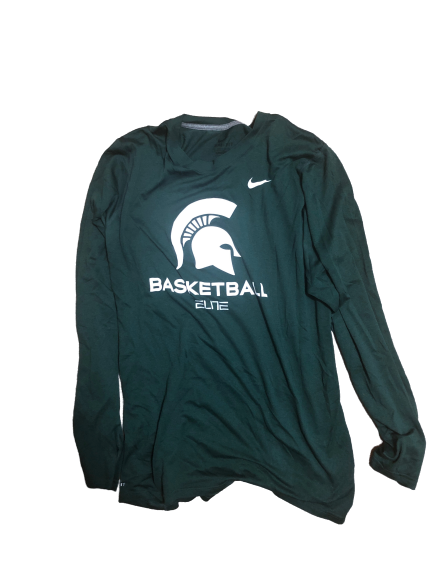 Kyle Ahrens Michigan State Basketball NIKE Elite Long Sleeve Shirt (Size LT)