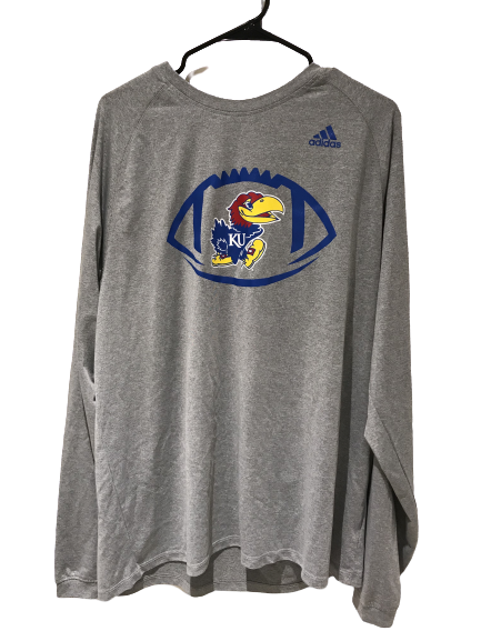 Lot of (2) Kansas Football Team Issued Long Sleeve Shirts (Size XL)