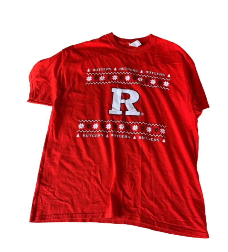 Lot of (2) Deshawn Freeman Rutgers Shirts - Team Exclusive Shooting Shirt & Christmas Shirt Size XL
