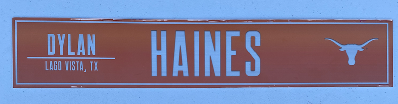 Dylan Haines Texas Football Locker Room Name Plate