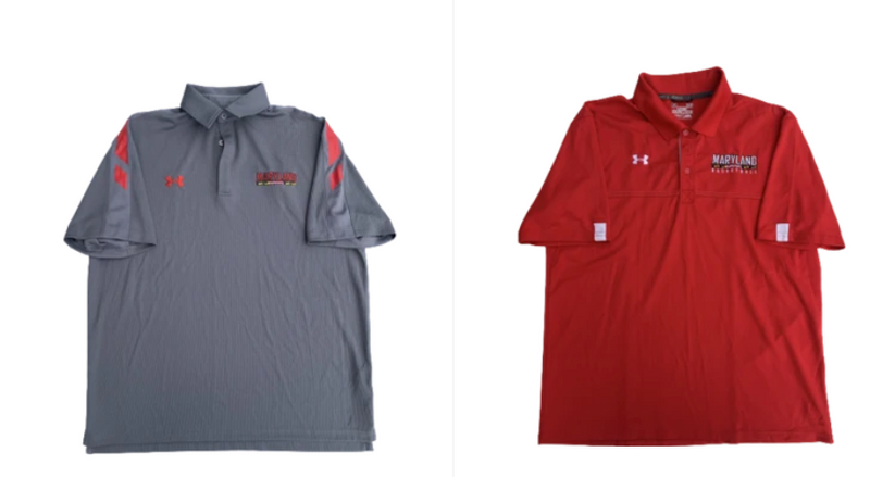 Lot of (2) Maryland Basketball Under Armour Polo Shirts (Size L)