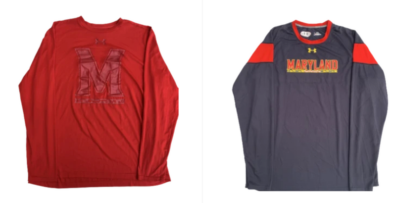 Lot of (2) Maryland Under Armour Long Sleeve Shirts