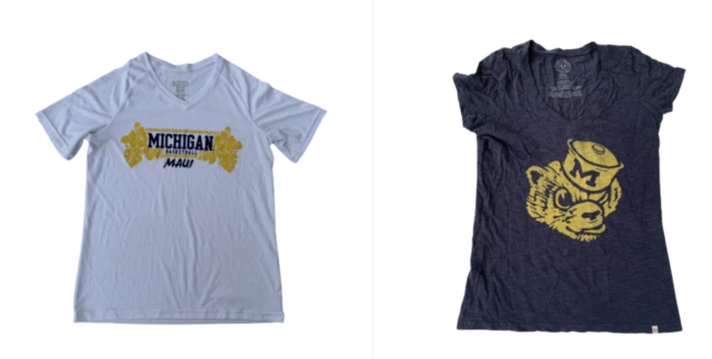 Lot of (2) Michigan Short Sleeve Shirts (Size Women&