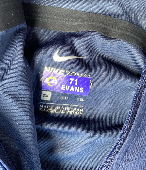 Bobby Evans Los Angeles Rams Team Issued Quarter-Zip Pullover (Size XXXL)
