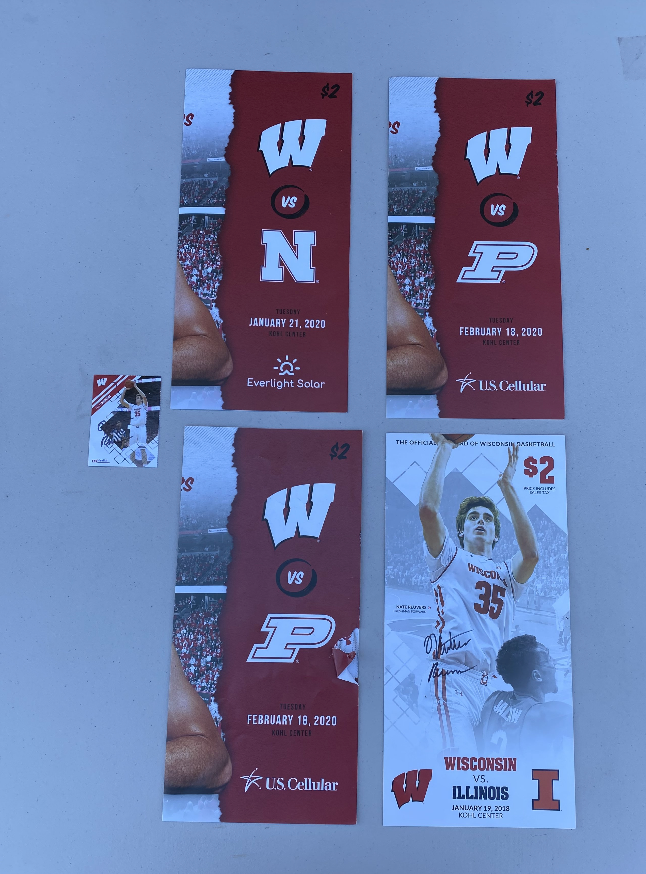 Nate Reuvers Wisconsin Basketball Lot of 4 Signed Game Programs and Signed Card