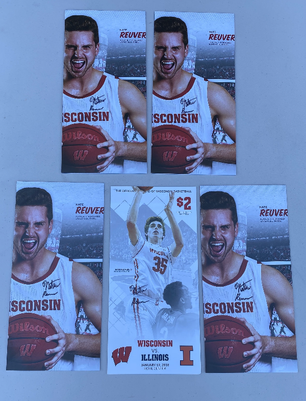 Nate Reuvers Wisconsin Basketball Lot of 5 Signed Game Programs