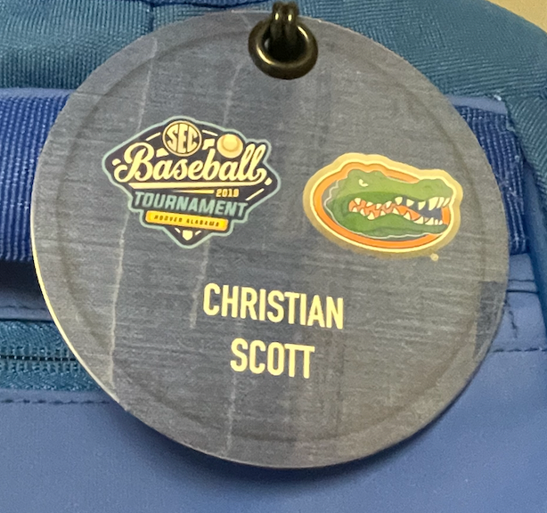 Christian Scott Florida Baseball Team Exclusive Backpack with Number & Travel Tag